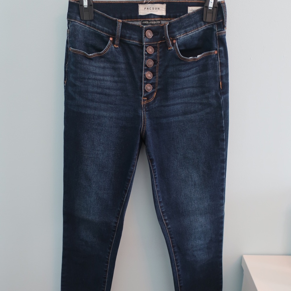 Pacsun power super stretch dark skinny jeans